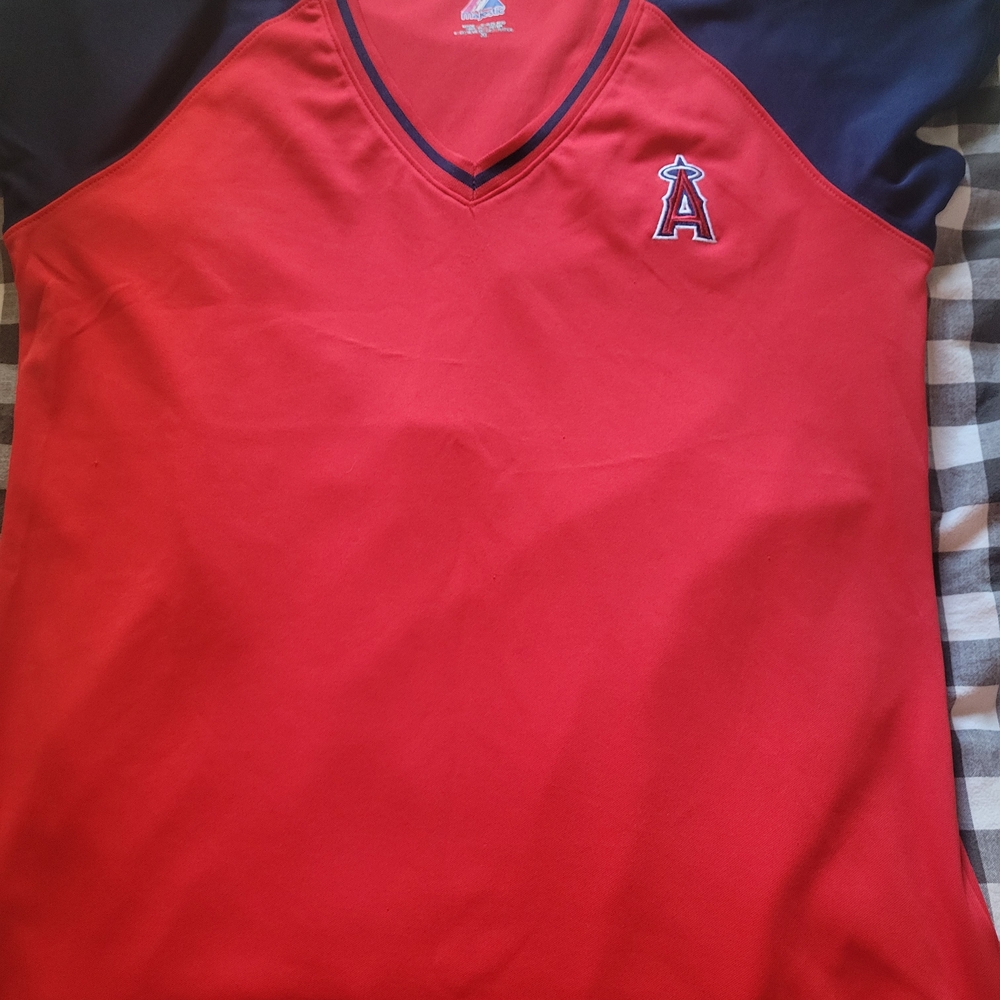 Majestic Red and Navy V-Neck Jersey